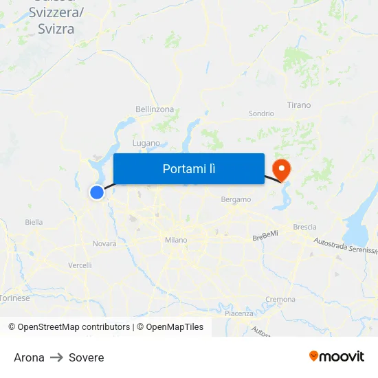 Arona to Sovere map