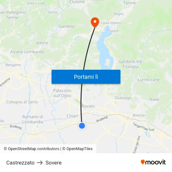 Castrezzato to Sovere map