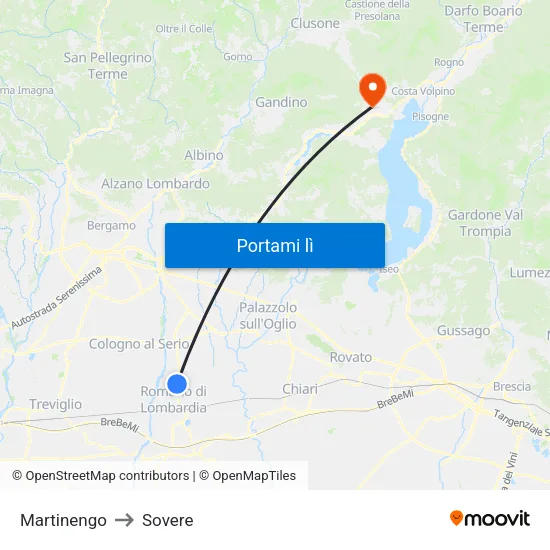 Martinengo to Sovere map