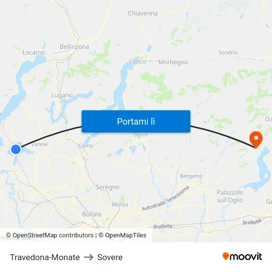 Travedona-Monate to Sovere map