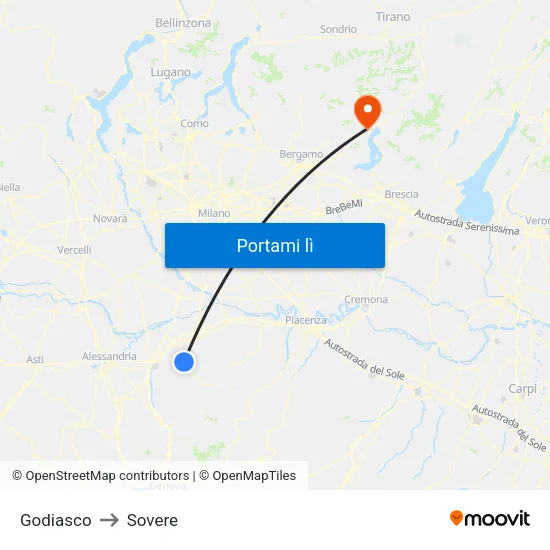 Godiasco to Sovere map