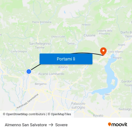 Almenno San Salvatore to Sovere map