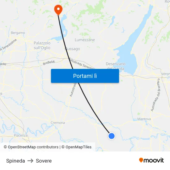 Spineda to Sovere map