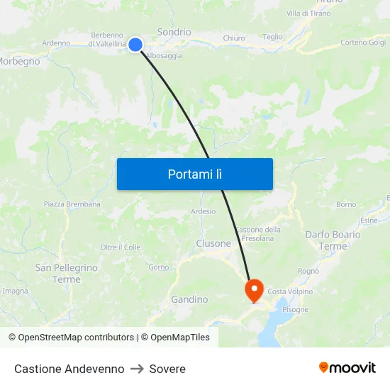 Castione Andevenno to Sovere map
