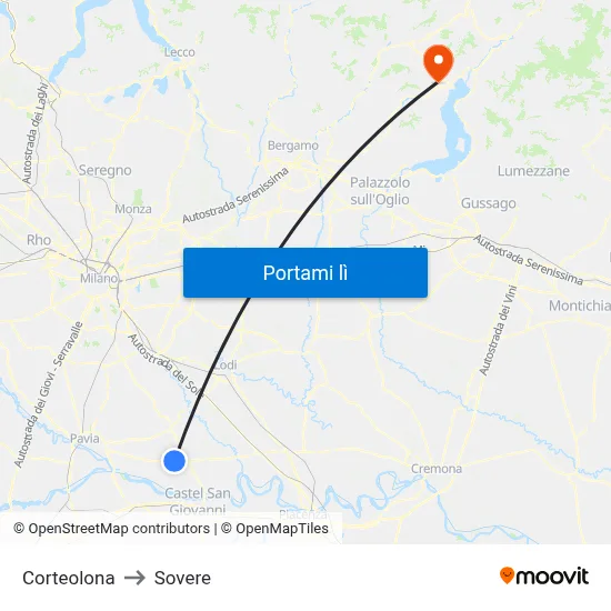 Corteolona to Sovere map