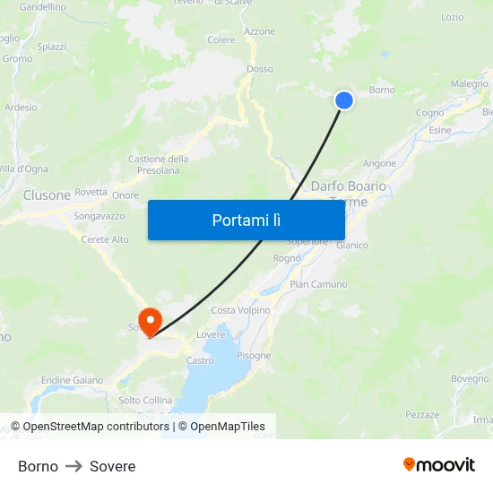 Borno to Sovere map