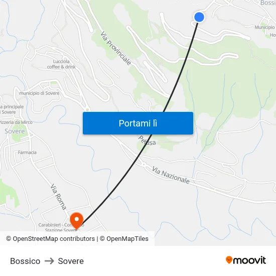Bossico to Sovere map