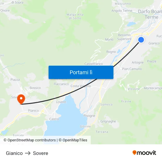 Gianico to Sovere map