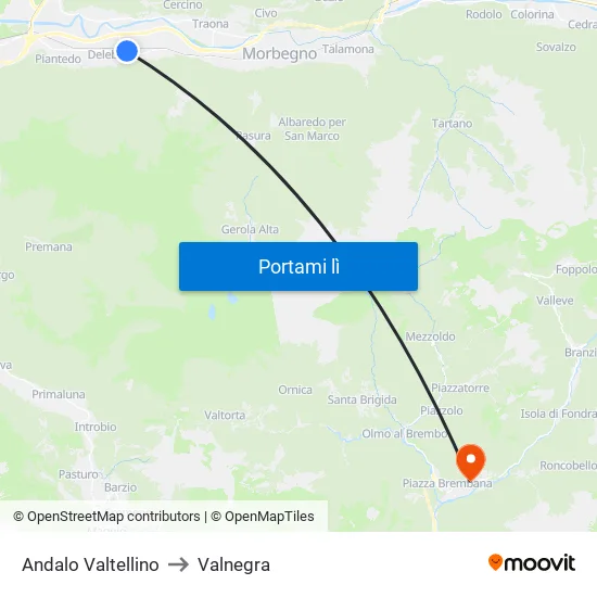 Andalo Valtellino to Valnegra map