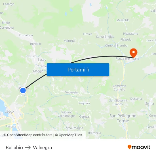 Ballabio to Valnegra map