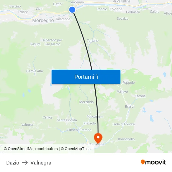 Dazio to Valnegra map