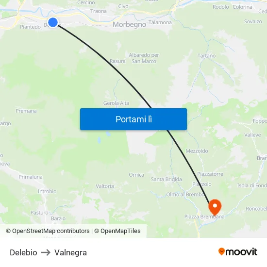 Delebio to Valnegra map