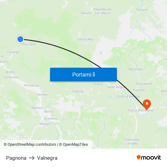 Pagnona to Valnegra map