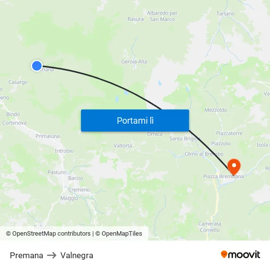 Premana to Valnegra map