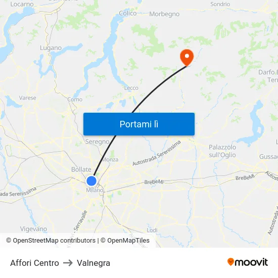 Affori Centro to Valnegra map