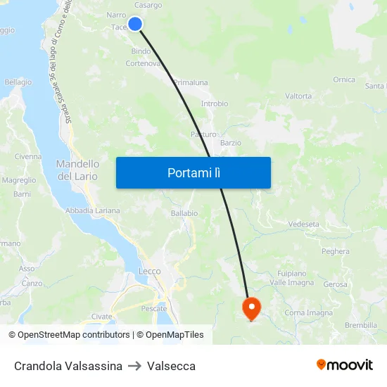 Crandola Valsassina to Valsecca map