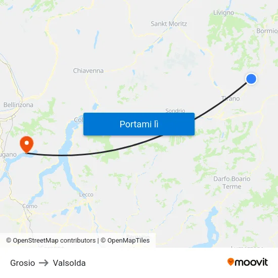 Grosio to Valsolda map