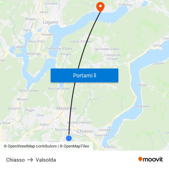 Chiasso to Valsolda map