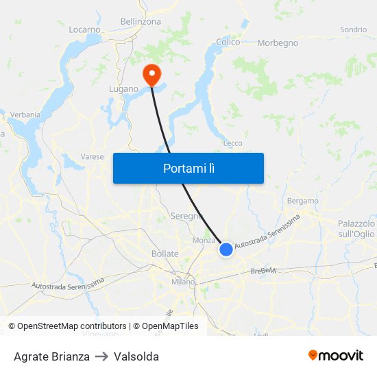 Agrate Brianza to Valsolda map