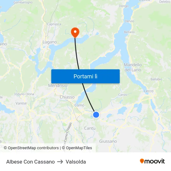 Albese Con Cassano to Valsolda map