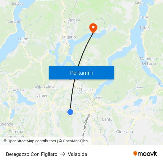 Beregazzo Con Figliaro to Valsolda map