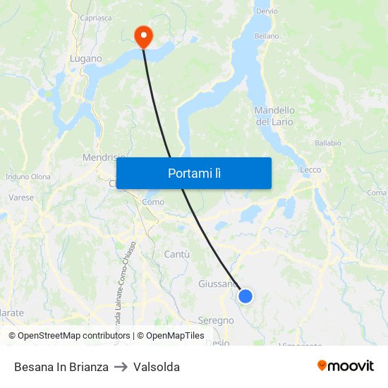 Besana In Brianza to Valsolda map