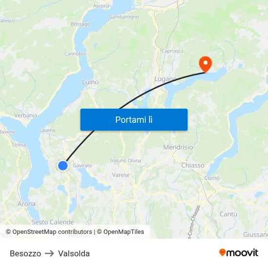 Besozzo to Valsolda map