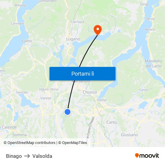 Binago to Valsolda map