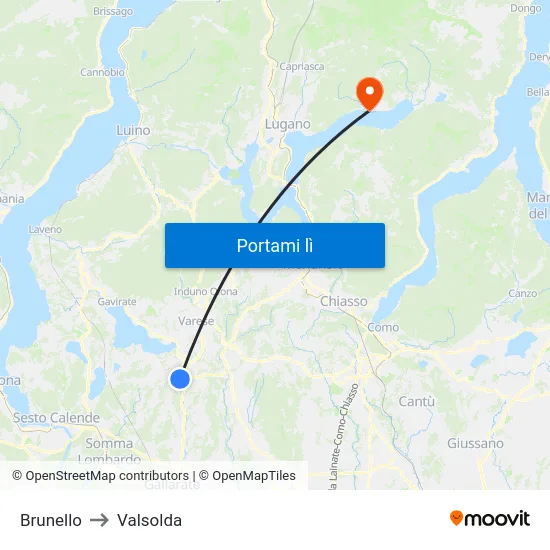 Brunello to Valsolda map