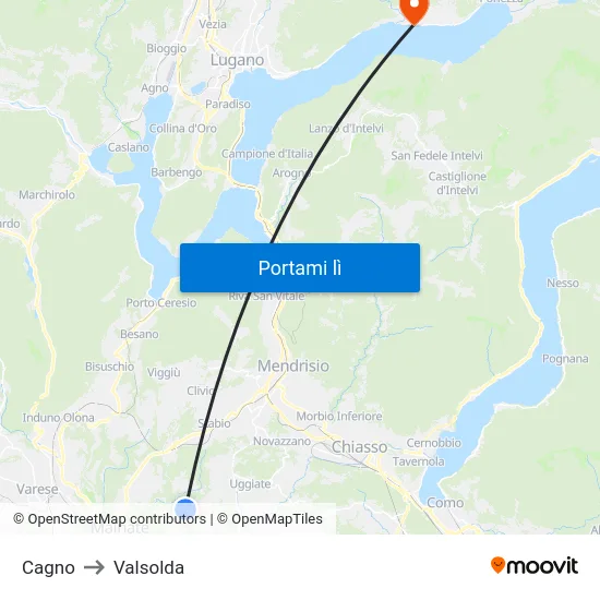 Cagno to Valsolda map
