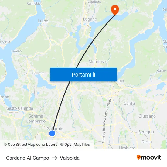 Cardano Al Campo to Valsolda map
