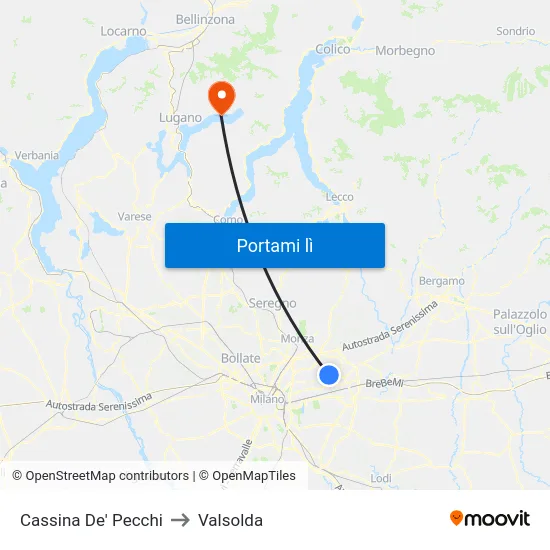 Cassina De' Pecchi to Valsolda map