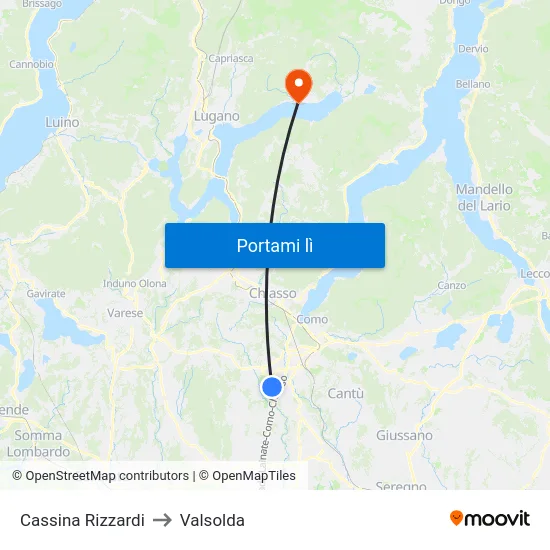 Cassina Rizzardi to Valsolda map