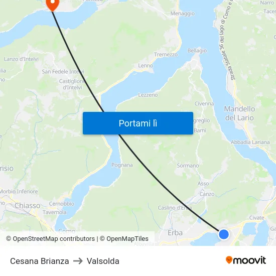Cesana Brianza to Valsolda map