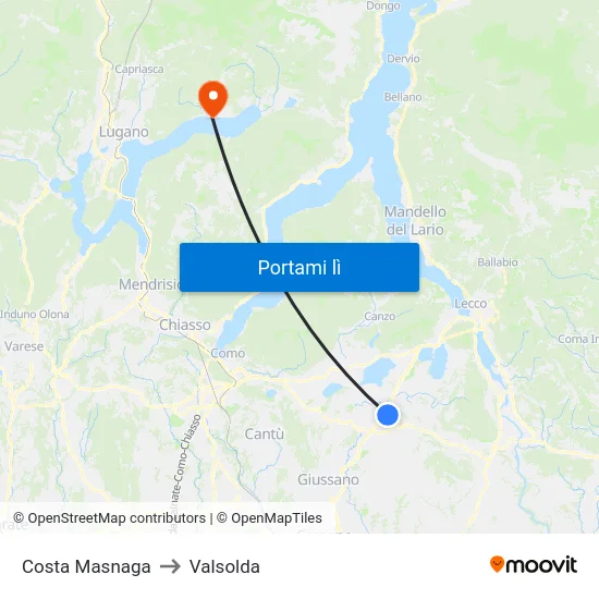 Costa Masnaga to Valsolda map