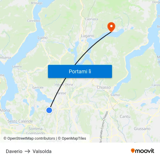 Daverio to Valsolda map