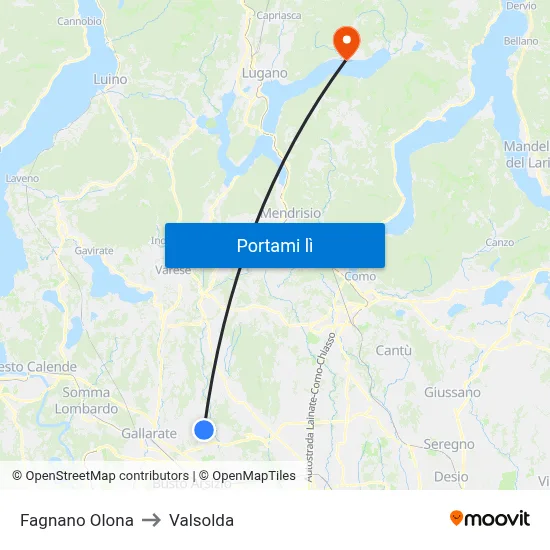 Fagnano Olona to Valsolda map