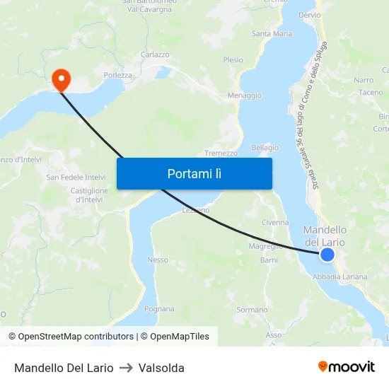 Mandello Del Lario to Valsolda map