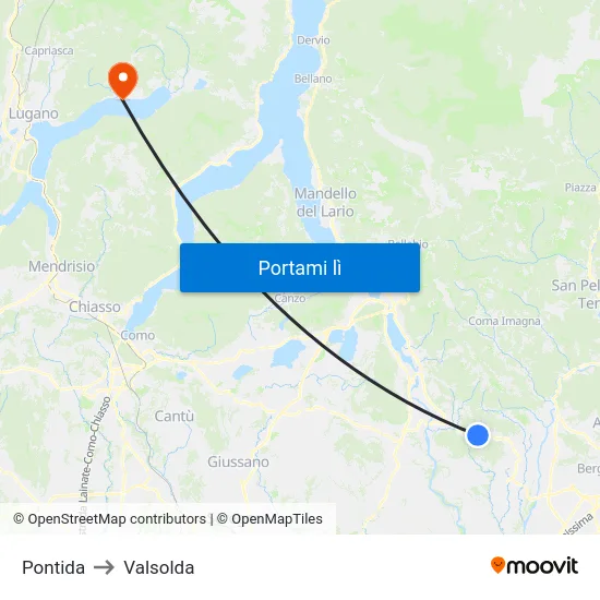 Pontida to Valsolda map