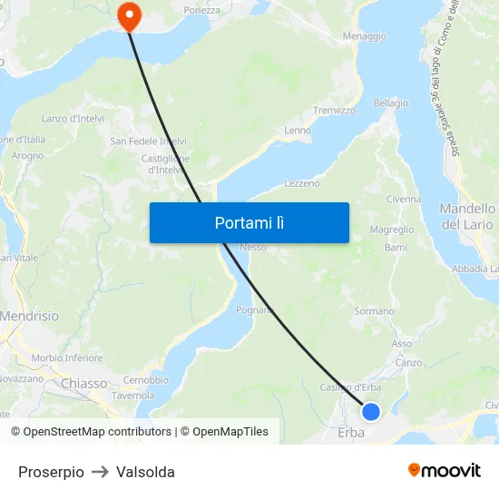 Proserpio to Valsolda map