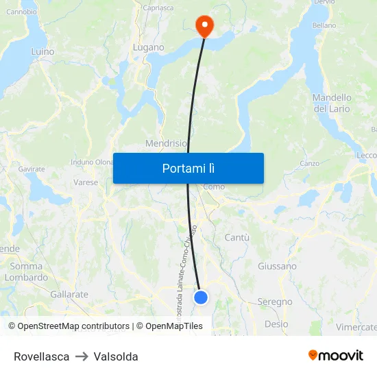Rovellasca to Valsolda map
