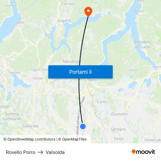 Rovello Porro to Valsolda map