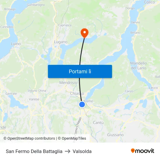 San Fermo Della Battaglia to Valsolda map