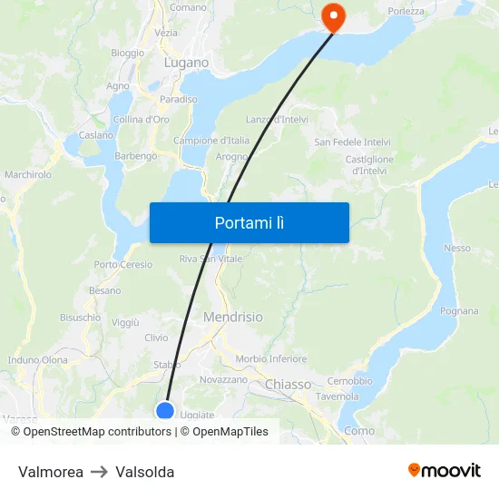 Valmorea to Valsolda map