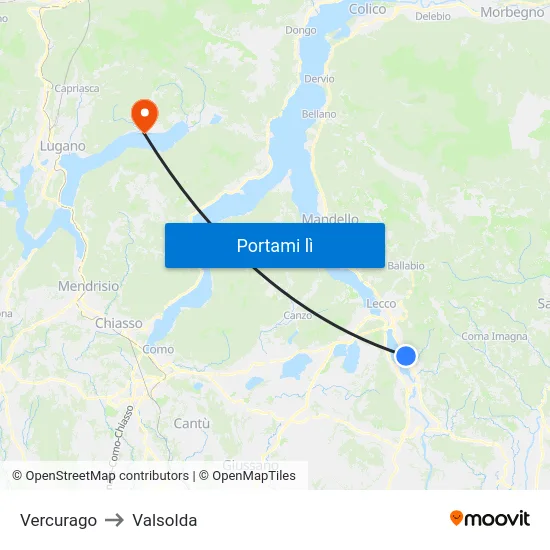 Vercurago to Valsolda map