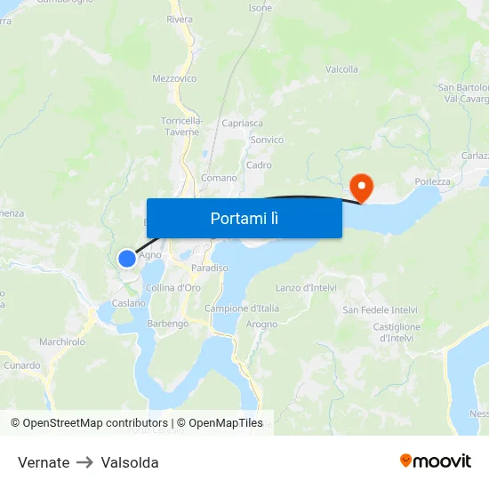 Vernate to Valsolda map