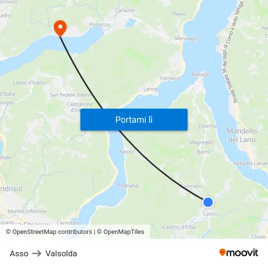 Asso to Valsolda map