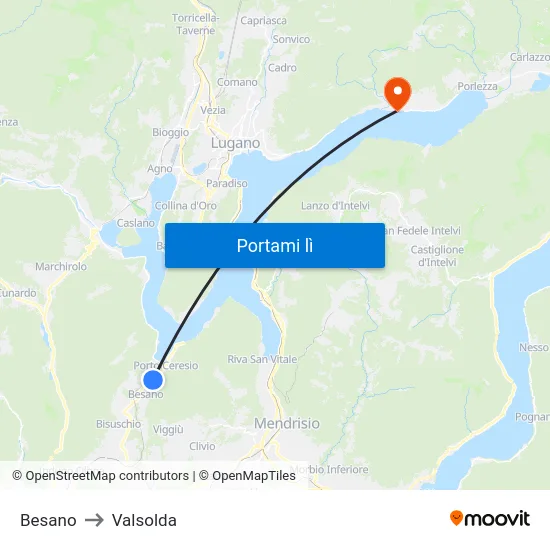 Besano to Valsolda map