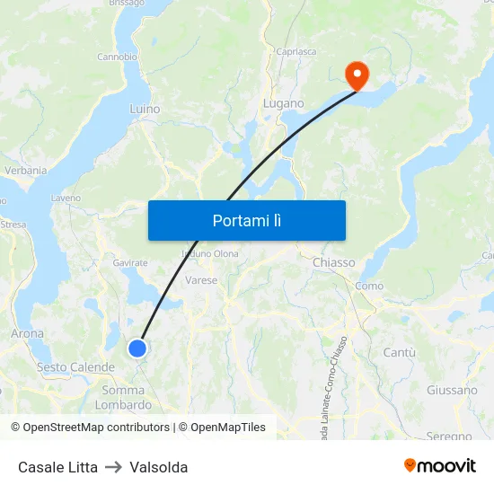 Casale Litta to Valsolda map