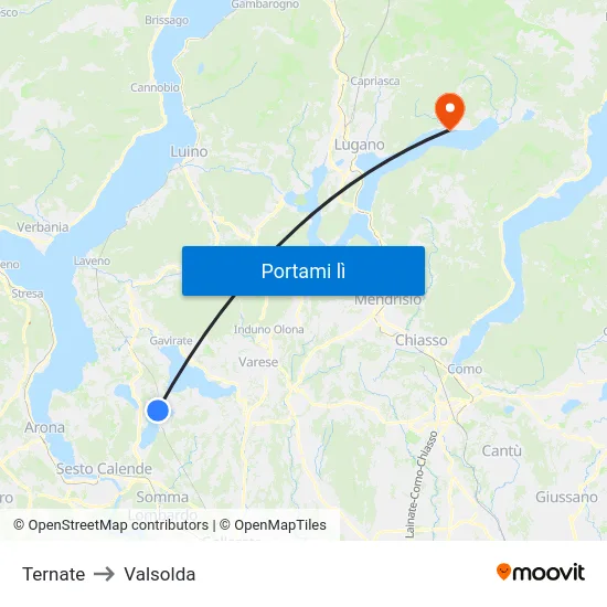 Ternate to Valsolda map